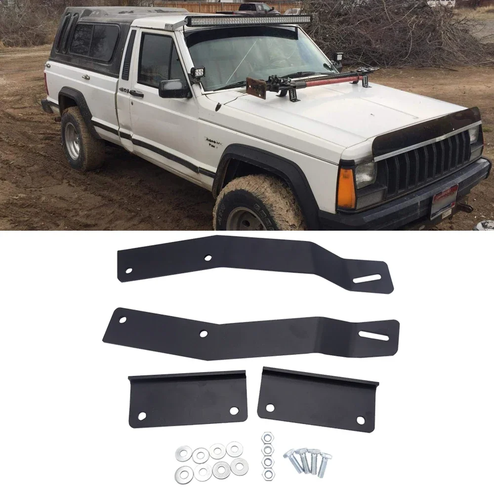 

50-дюймовый светодиодный светильник, верхняя крыша, монтажный кронштейн для лобового стекла, комплект, подходит для Jeep Cherokee XJ 1984-2001, сверление не требуется