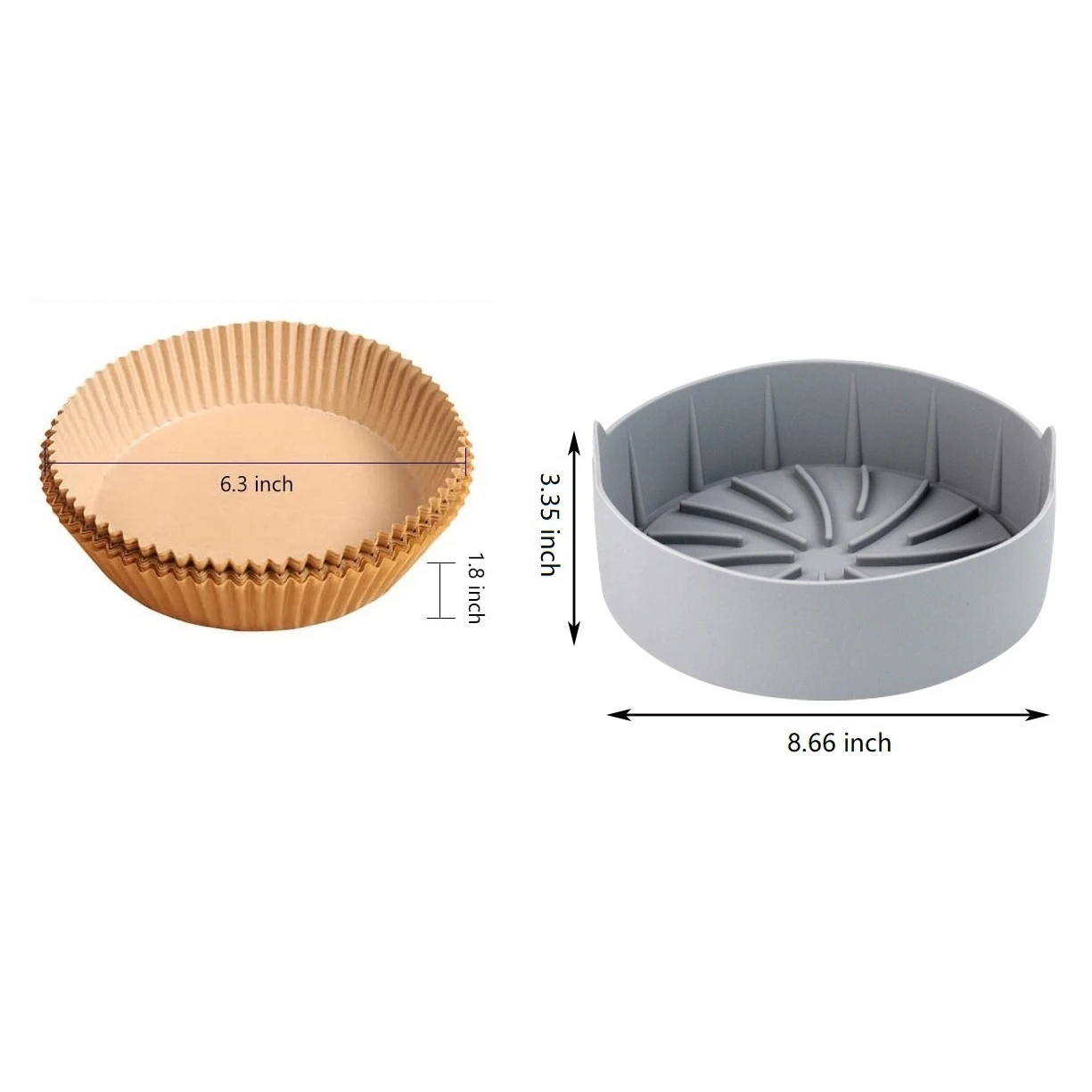 

51 Pcs Air Fryer Silicone Pot and Air Fryer Disposable Paper Liner Non-Stick Baking Paper Set for Air Fryer Microwave