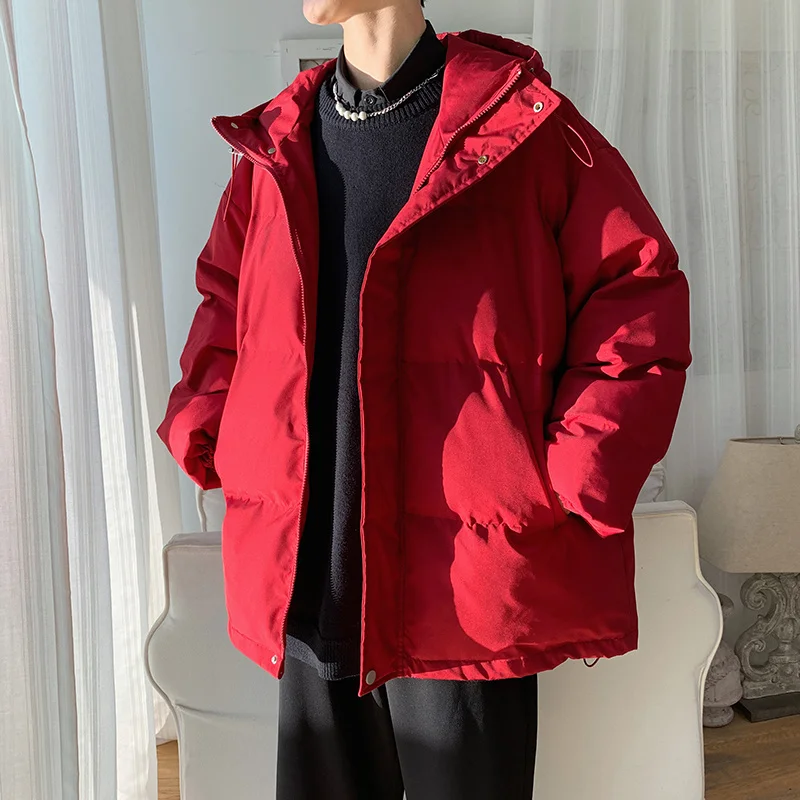 Winter Jacket Men Warm Fashion Oversize Thicken Hooded Down Jacket Men Streetwear Korean Loose Thick Short Coat Mens Parker