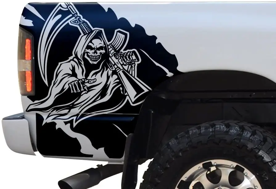 

Factory Crafts Reaper Rear Quarter Panel Graphics Kit 3M Vinyl Decal Wrap Compatible with Dodge Ram 2002-2008 - Matte Black