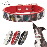 dog collarcolorful crystal diamond buckle sparkle leopard print leather with rhinestones collar for small dogs medium cats dogs
