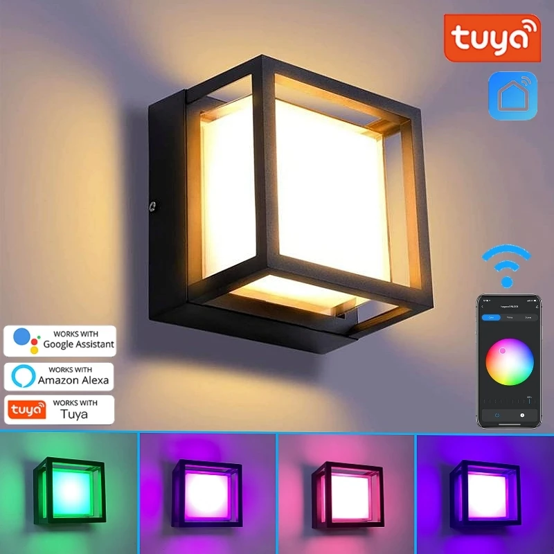 

Sconce Waterproof Lamps Tuya Smart Alexa App Wall Cube Home Garden Outdoor Google Dimmable Light Wall Wifi