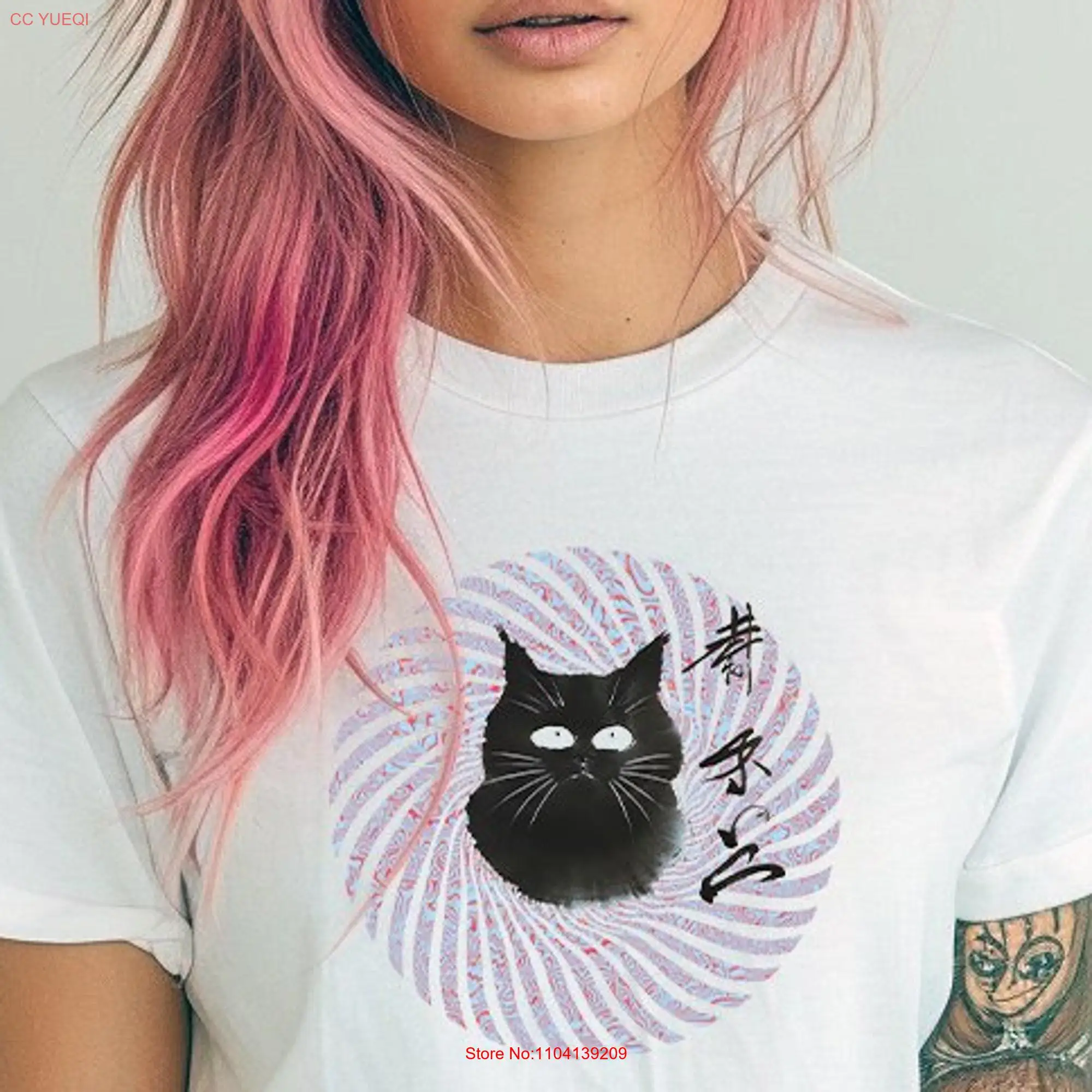Причудливая кошачья футболка для влюбленных в японском стиле милый дизайн