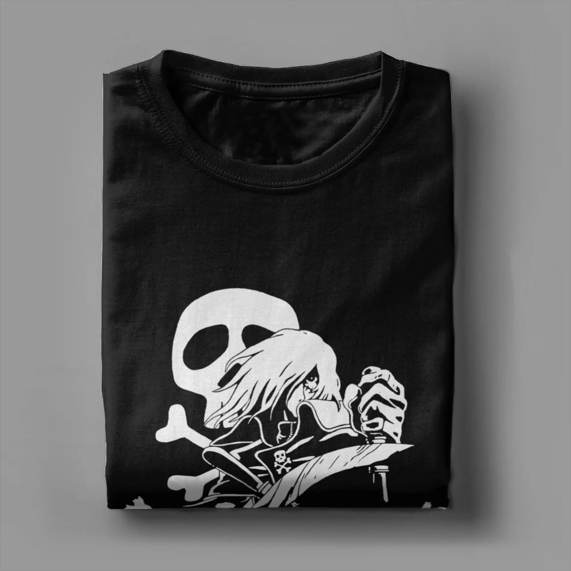 Фото Футболка Space Pirate Captain Harlock Albator для мужчин, забавные хлопковые футболки с круглым воротником и короткими рукавами, топы для взрослых №4