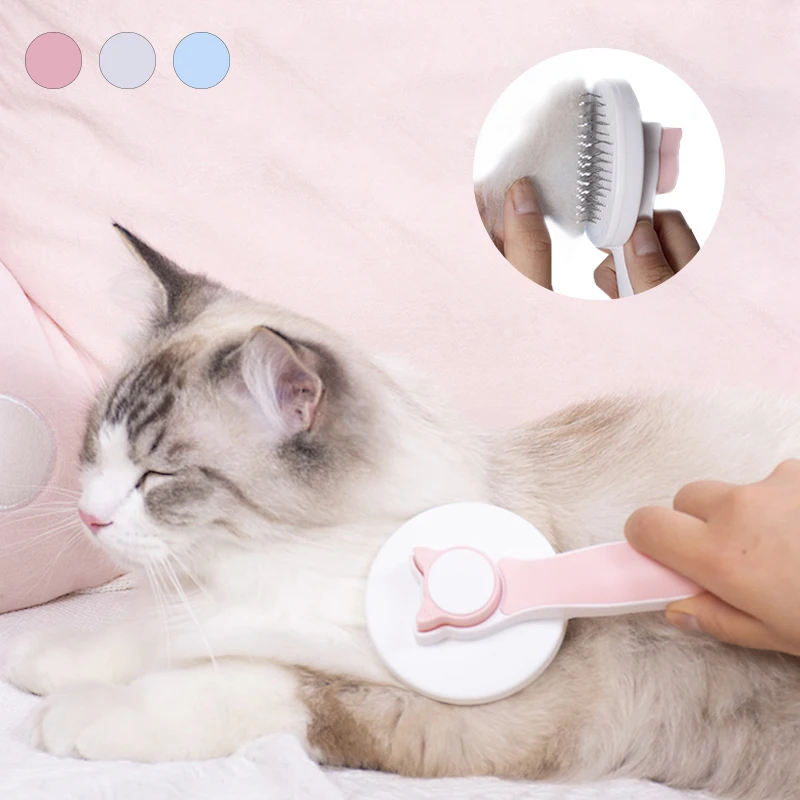 

Щетка для стрижки кошек и собак, самоочищающаяся расческа для удаления шерсти у домашних животных, длинная и короткая щетка для груминга со...