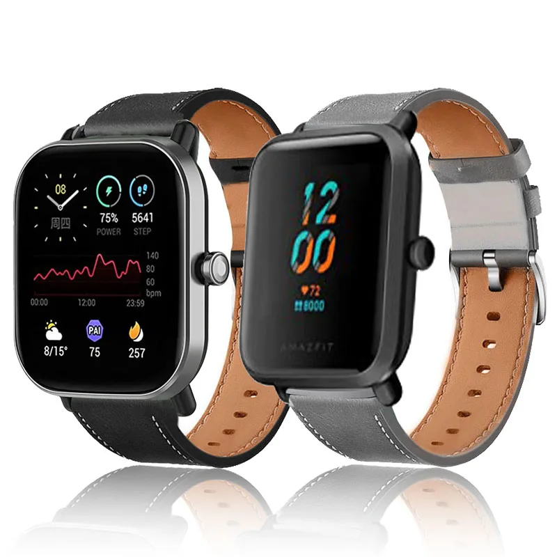 

20mm/22mm Genuine Leather band For Amazfit GTS 3/2/2e/GTS2 Mini/GTR 42mm/47mm/GTR 3/3 Pro/2/2e Watch Bracelet Amazfit bip strap