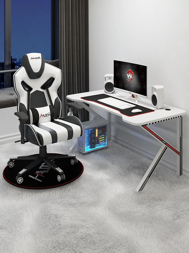 Игровой стол K для компьютера Белый компьютерный Бытовой простой Рабочий Черный