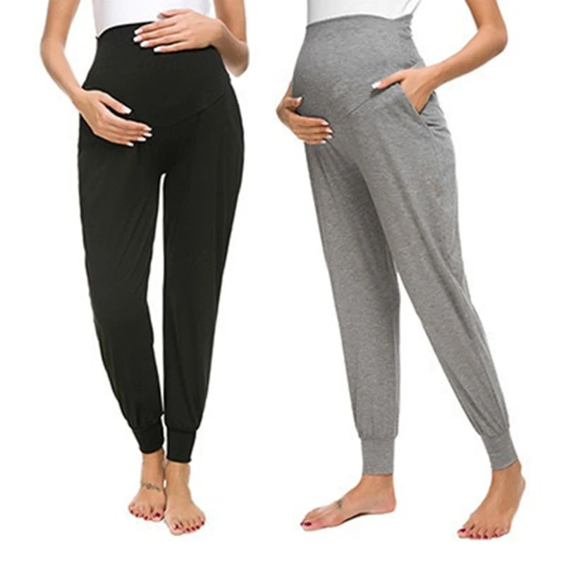 

Осенние брюки для беременных женщин однотонные с карманами брюки с высокой талией повседневные Леггинсы для беременных женщин