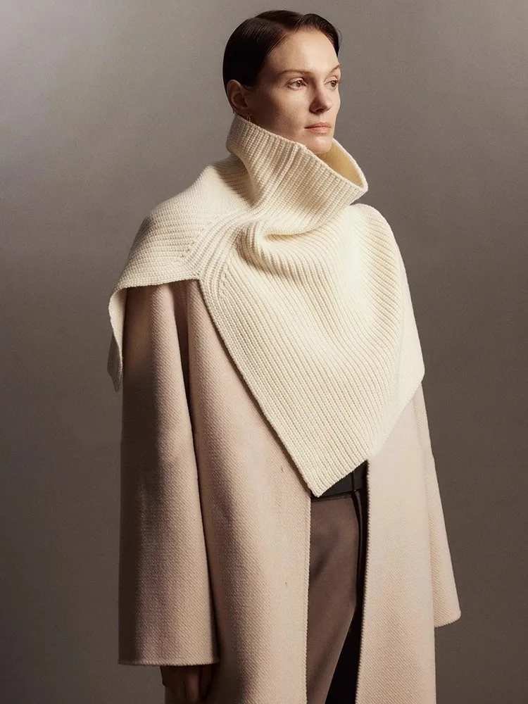 Пуловер с высоким воротником шарф для женского зимнего тепло ощущение