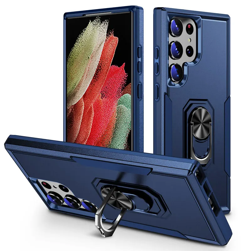 

Military Armor Magnetic Ring Holder Case For Samsung S23 Ultra S22 S21 S20 Plus S20 FE S21FE A53 A73 A32 A52 A72 5G Hybrid Cover