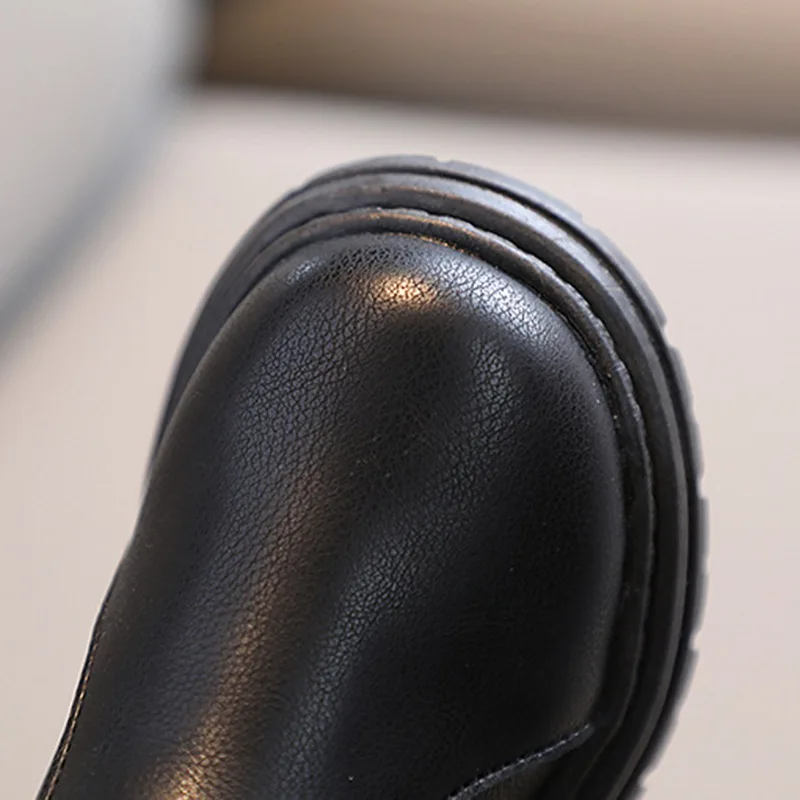Ботинки детские кожаные в британском стиле простые Нескользящие короткие сапоги