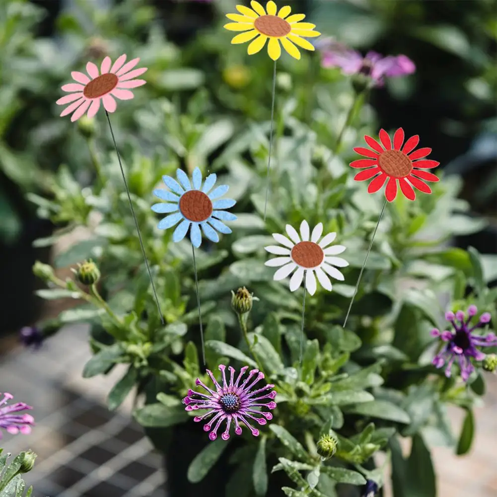 

5Pcs/Set Chic Plant Picks Flexible Weather-resistant Floral Garden Stakes Decorative Realistic Garden Sunflower Sticks