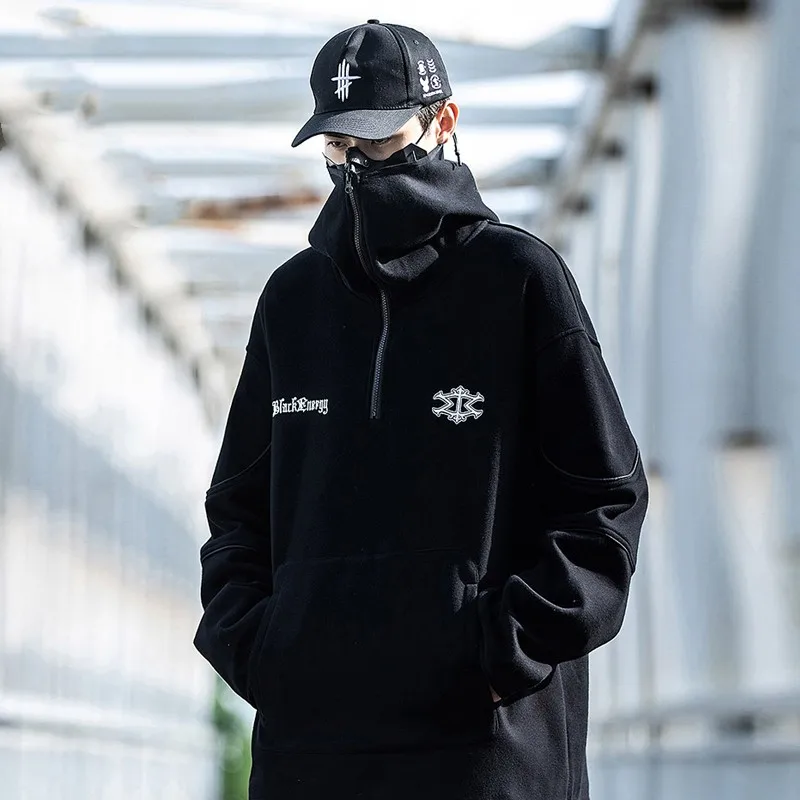 

2022 Winter Warm Casual Pullover Cotton Jacket Letter Embroidery High Collar Wool Hooded Sweatshirt Men's Hip-hop Hoodie Women‘s