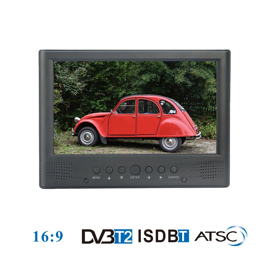 DVB-T2 Portable TV ATSC 9 inch Digital and Analog Television Front Speaker Mini Small Car TV Support USB TF card FM