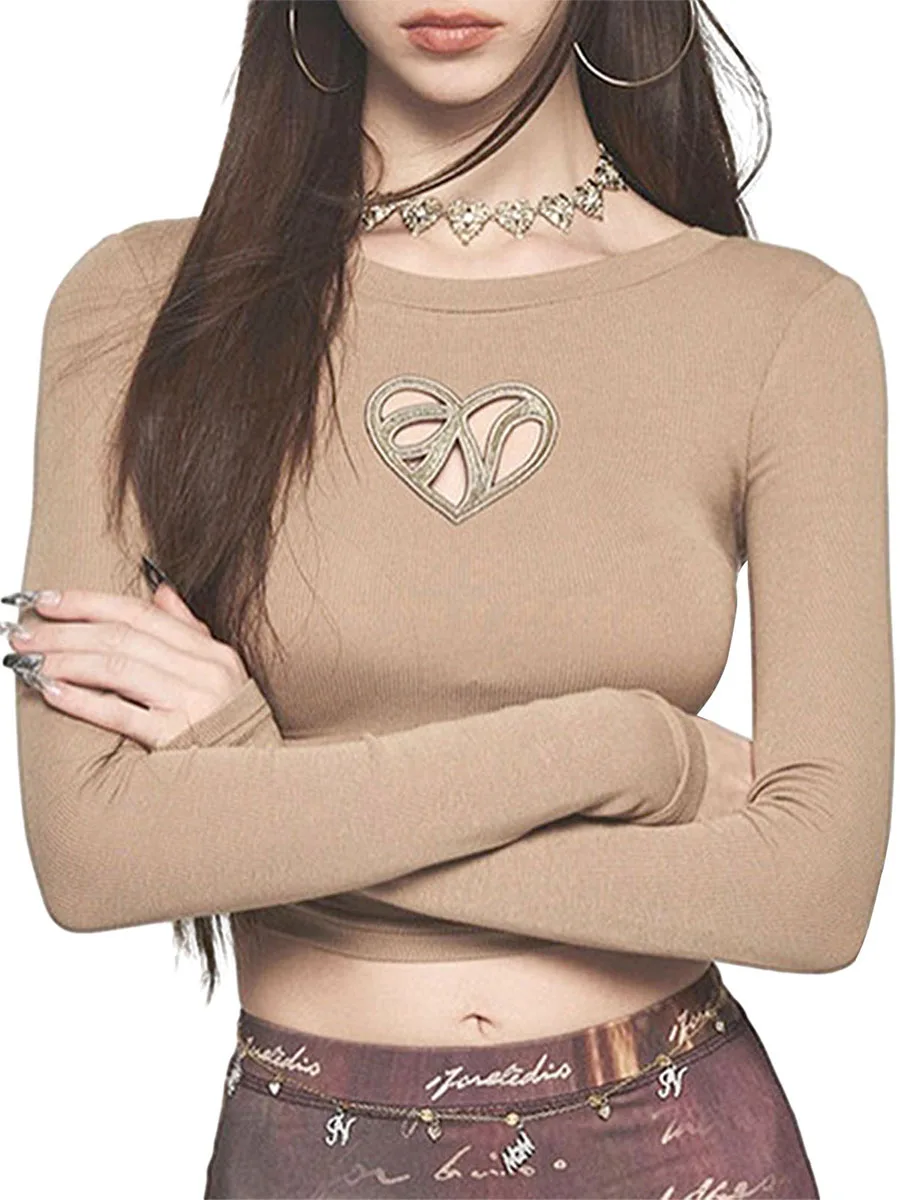 

Women Y2k Backless Tie Up Crop Tops Sexy Bodycon Hollow Out Shirt Slim Fit Solid Color Blouses StreetWear Clothes