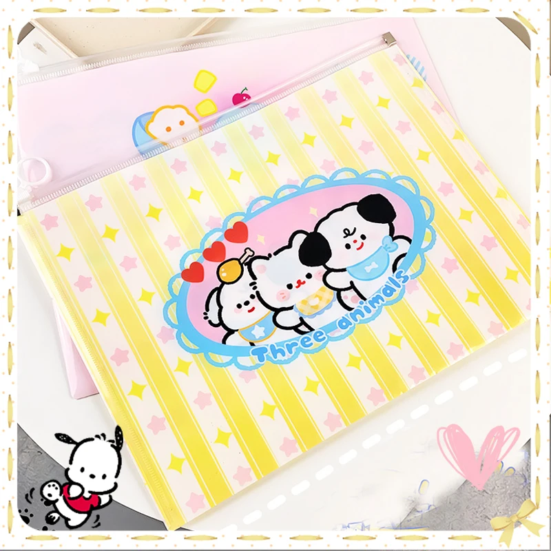 

Sanrioed A4 File Pocket Kawaii Students Test Paper Storage Bag Seal Portable Pochacco Kuromi Cinnamoroll Cute Kids Girls Gift