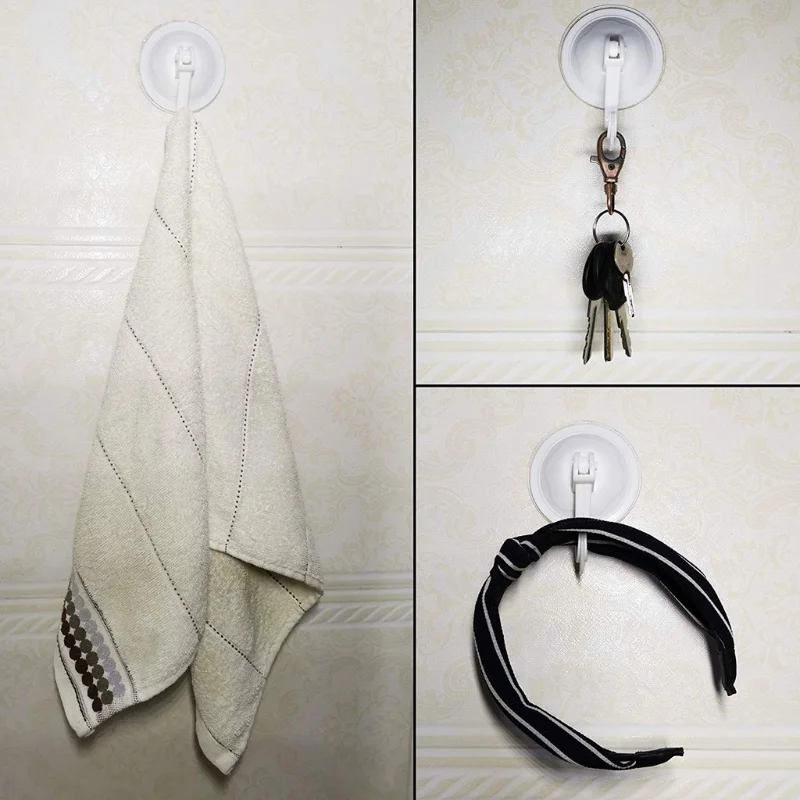 

4pc/lot Household Powerful Vacuum Suction Cup Hooks Kitchen Bathroom Vacuum Sucker Hangers Removable Reusable Wall Hooks Hangers