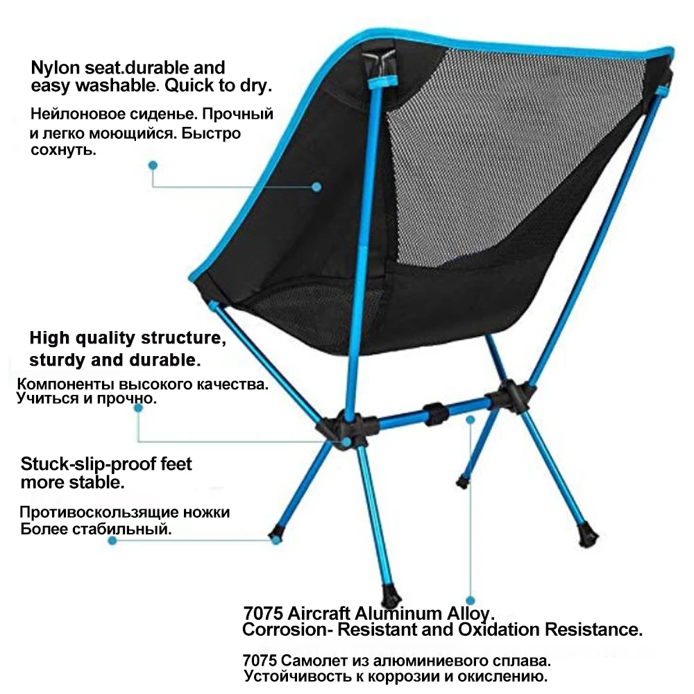 HooRu Folding Camping Chair Outdoor Portable Lightweight Backpacking with Carry Bag for Hiking Picnic Fishing Travelling |