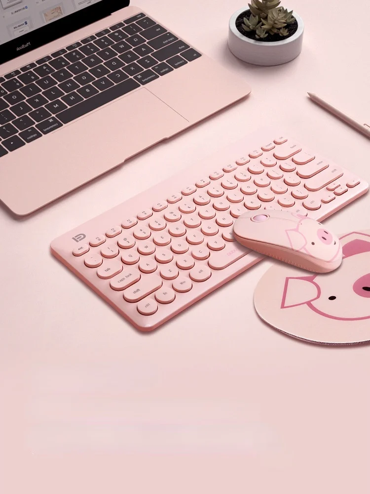 

Cute Pink Pig Wireless Keyboard and Mouse Mute Keyboard Mouse Keyboard for Laptop PC with Mouse Pad Computer Accessories