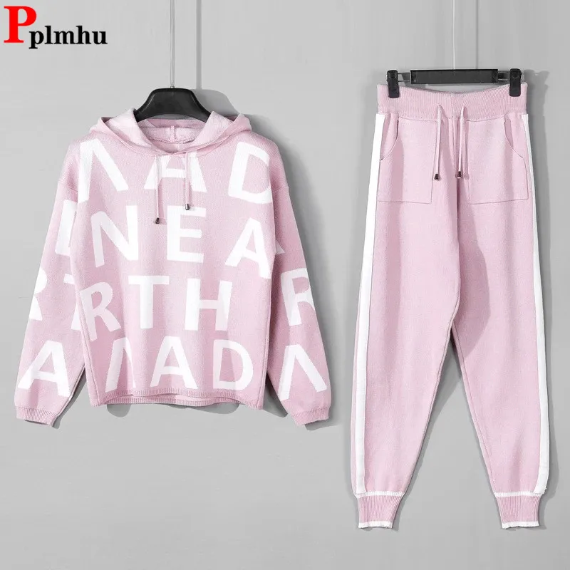 Корейский дизайн вязаные комплекты из 2 предметов женские трикотажные изделия с