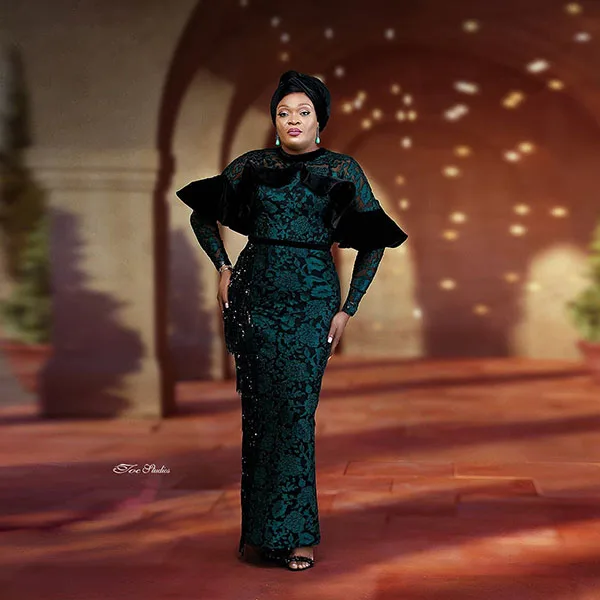 

Женское платье-Русалка Aso Ebi, винтажное вечернее Тюлевое платье из Нефритового зеленого кружева с цветочным рисунком, вечернее платье, индив...