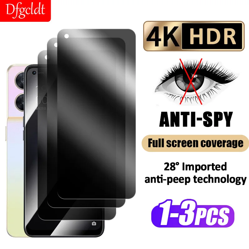 3Pcs Privacy Screen Protector For OPPO Reno 8 7 6 Pro 4SE 5 Lite Anti-spy Tempered Glass For OPPO A74 A54s A96 A94 A17 A77 Glass