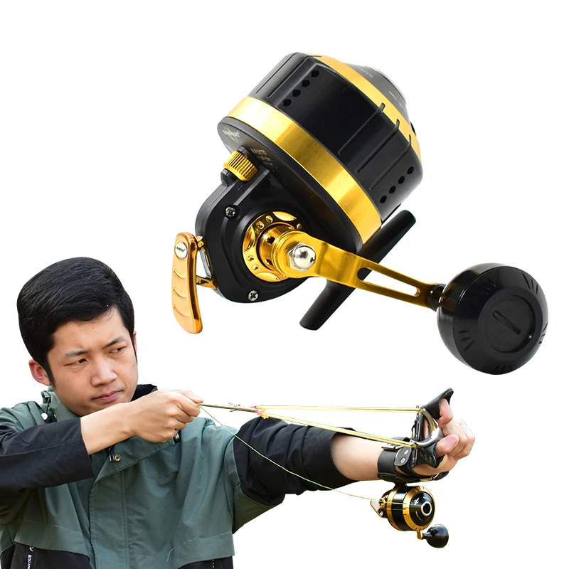 SY770 Large Metal Fishing Reel Compound Bow/Slingshot Special Closed Shooting Fishing Reel 6+1 Bearing Gear Ratio 3.9:1