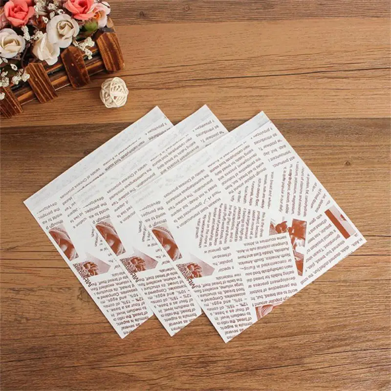 

100pcs Oil Proof Wax Paper Disposable Food Wrappers Wrapping Paper Bag For Bread Sandwich Burger Fries Baking Tools 2ype 15*15cm
