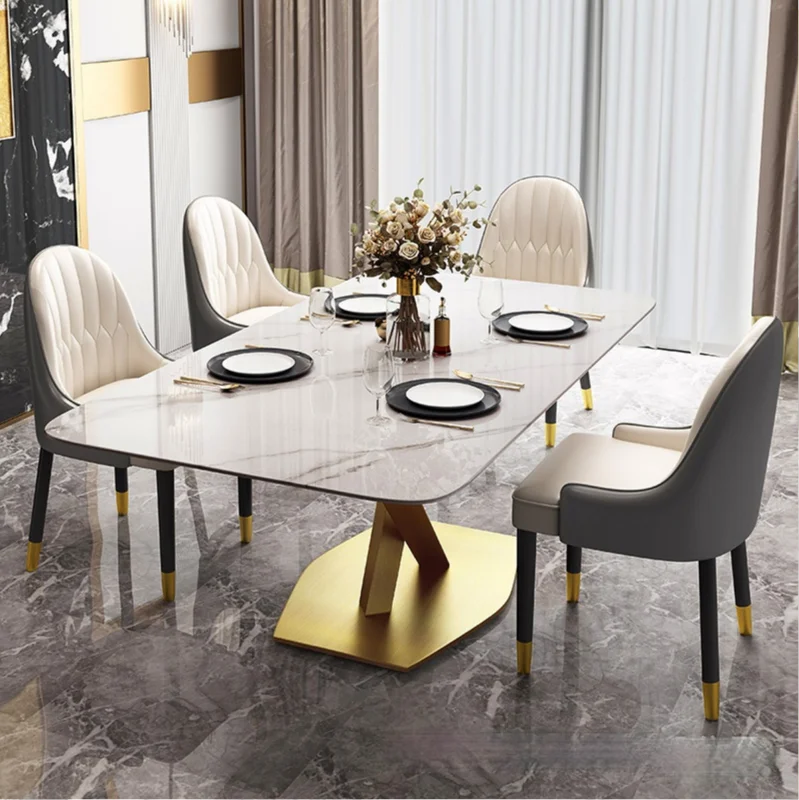 

High quality simple high-end bright rectangular dining table and chair combination dinning table set dining table set modern