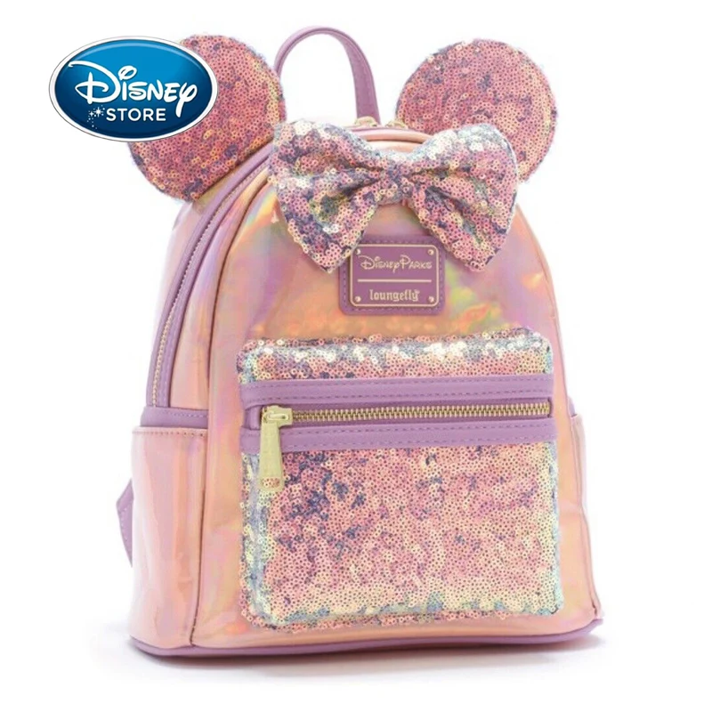 

Рюкзак женский с радужными градиентными блестками и принтом Микки