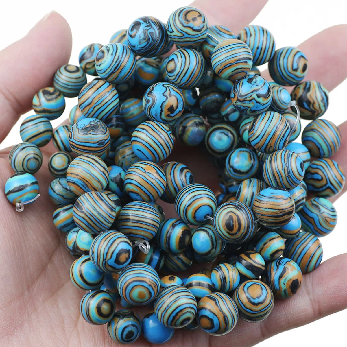 Синтетические синие малахитовые круглые разделители свободные бусины для