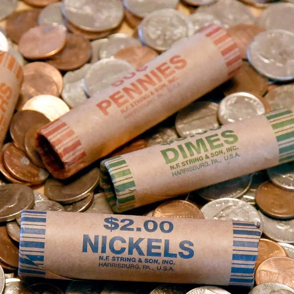 

10 Pcs Preformed Coin Wrappers Assorted Color-Coded Rolls Quarters Pennies For Banks Retail Stores Coin Exchanges