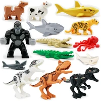 wild animal friends figure zoo building blocks shark dinosaur orangutan dairy cattle crocodile leopard accessories moc brick toy