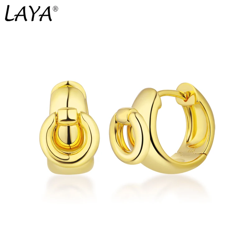 

LAYA 925 Sterling Silver Irregular Unique Design Plain Silver Hoop Earrings For Women Fashion Original Fine Jewelry 2022 Trend