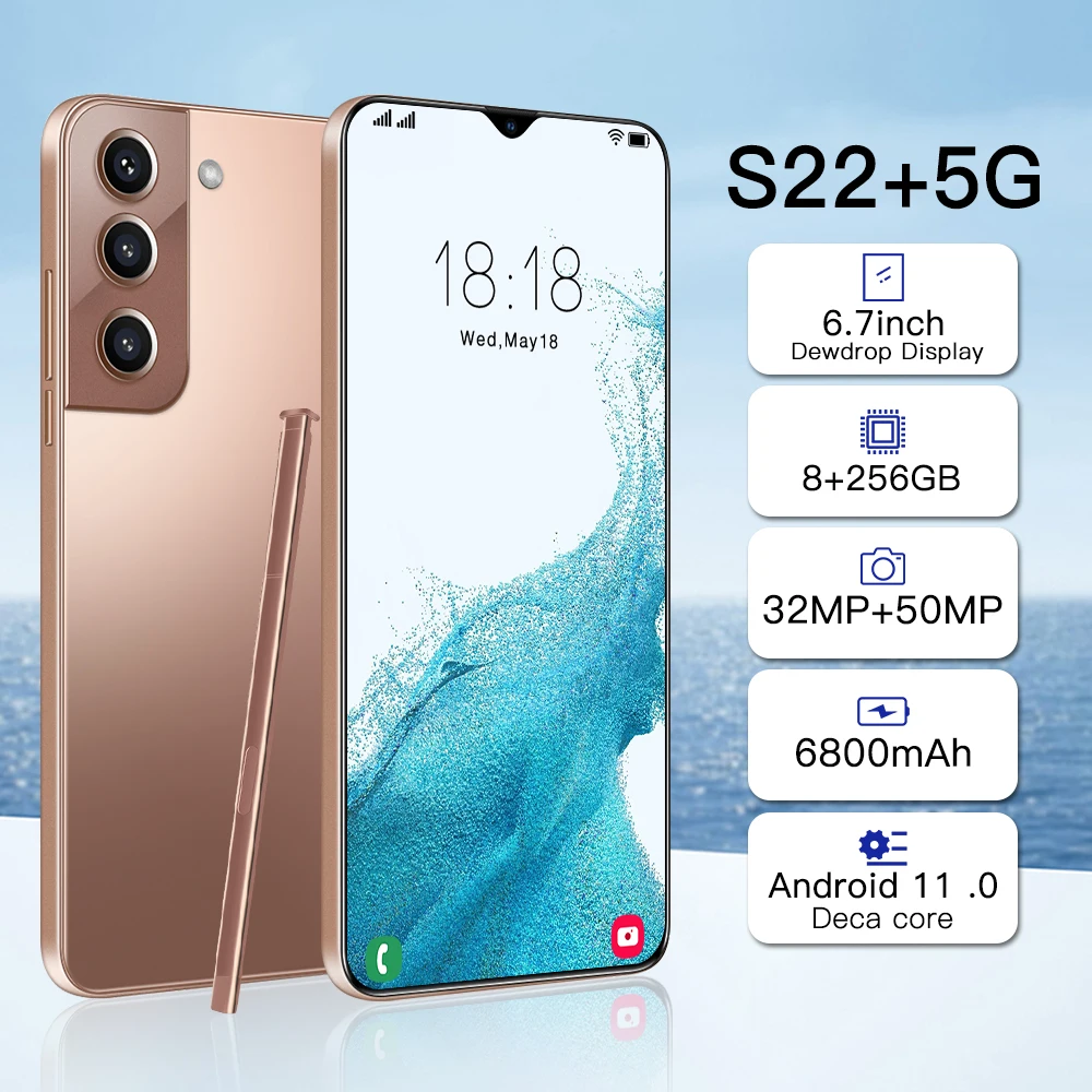 

Новое поступление, Прямая поставка, смартфон S22, ультратонкий, 8 + 256 ГБ, 6,7 дюймов, дисплей Dewdrop, заводская цена
