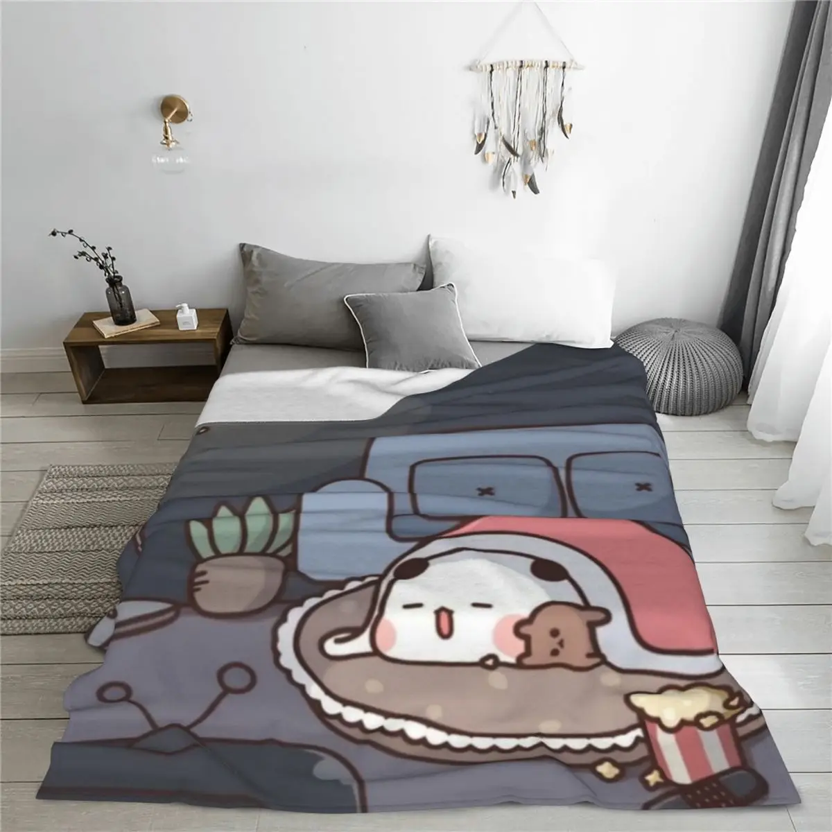 Одеяло с изображением панды медведя обнимающее бубу Дуду фланец текстильный