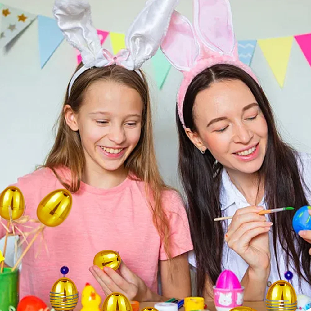 Золотые пасхальные золотые яйца пустые Металлические Пластиковые незаполненные