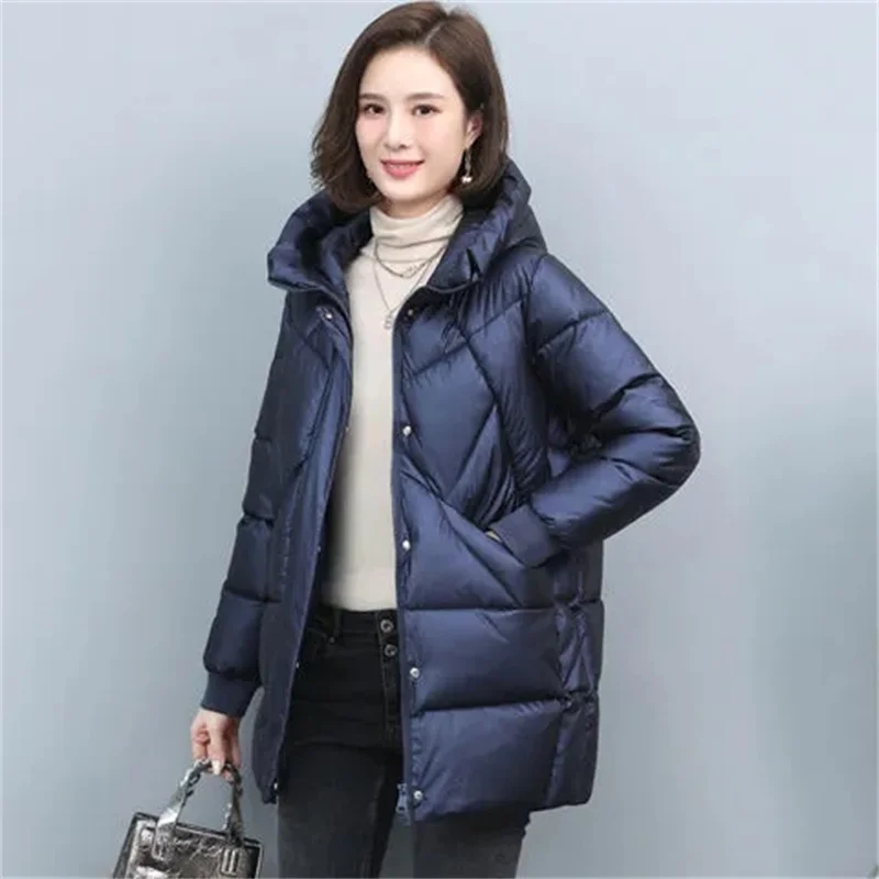 2022 Hooded Cotton Coat Women's Mid-Length Winter Jackets Elegant Mother's Parkas Padded Jacket Thick Down Padded Jacket Vintage