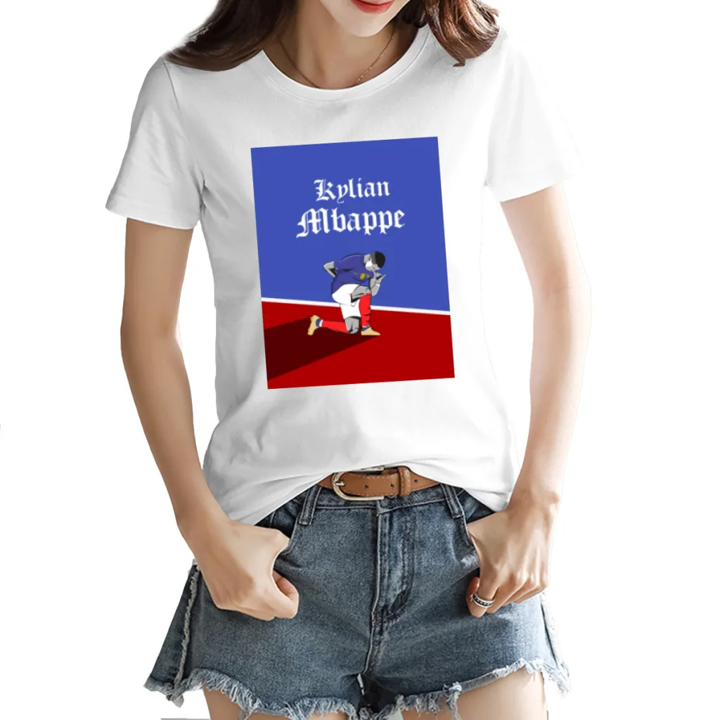 

Women's T-shirt Football Team Movement France Kylianer and Mbappé and Mbappe (4) Title Cute T-shirts Vintage Leisure USA Size