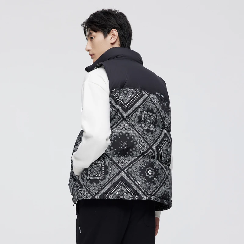 BOSIDENG зимний жилет для мужчин и женщин утепленный воротник-стойка цветной бандана