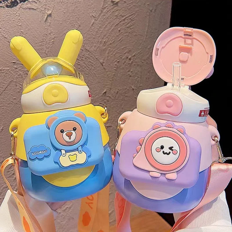 

316 Stainless Steel Thermos Bottle Kids Water Cup Cute With Straw 550ml Large Capacity Cartoon Girl Kettle Student Cup For Kids