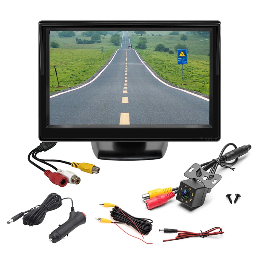 

4.3/5 Inch Tft Lcd Hd Monitor Display Two-Way Av Input Reversing Rearview Backup Camera Foldable Display Car Multimedia Screen