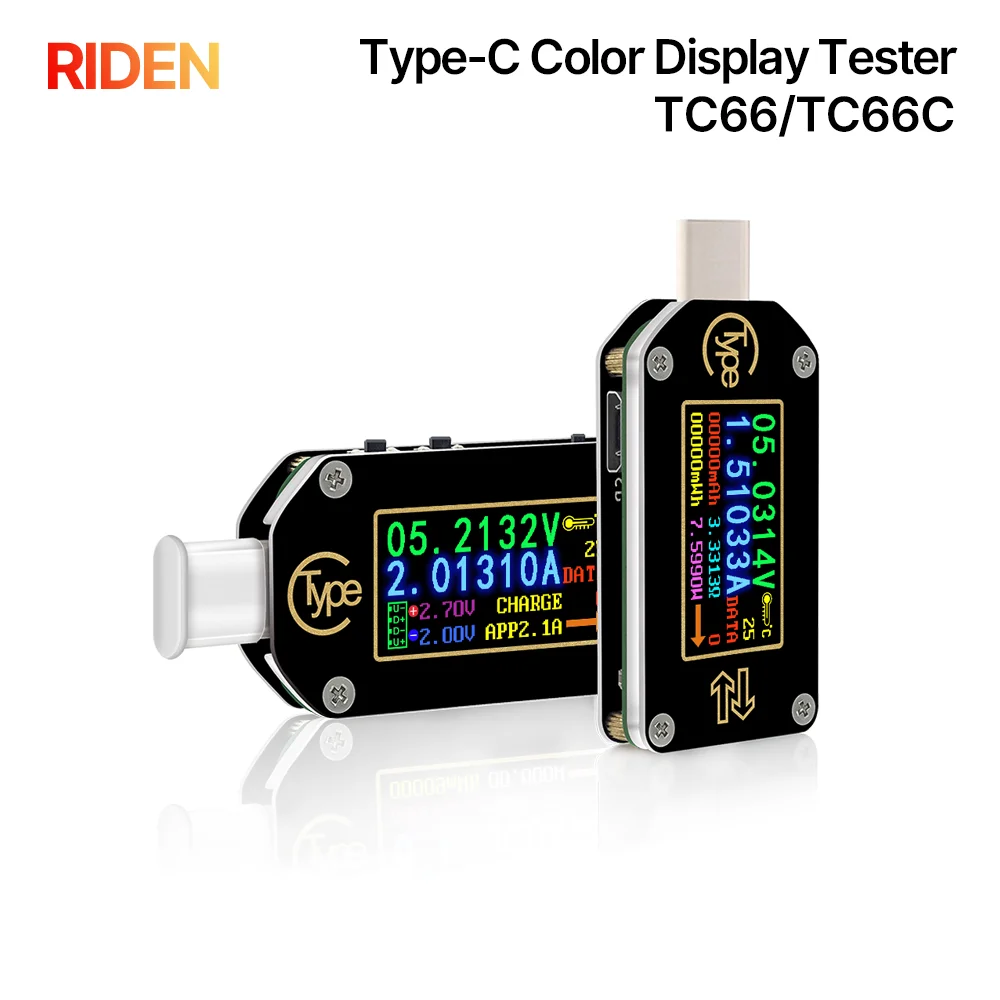 

RIDEN TC66/TC66C Type-C PD trigger USB-C Voltmeter ammeter voltage 2 way current meter multimeter PD charger battery USB Tester