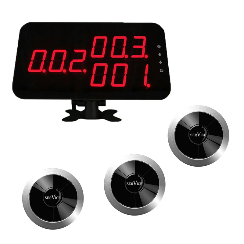 433Mhz Table Service Call Button Restaurant Wireless Waiter Pager System 1 Display Receiver 25 Transmitters