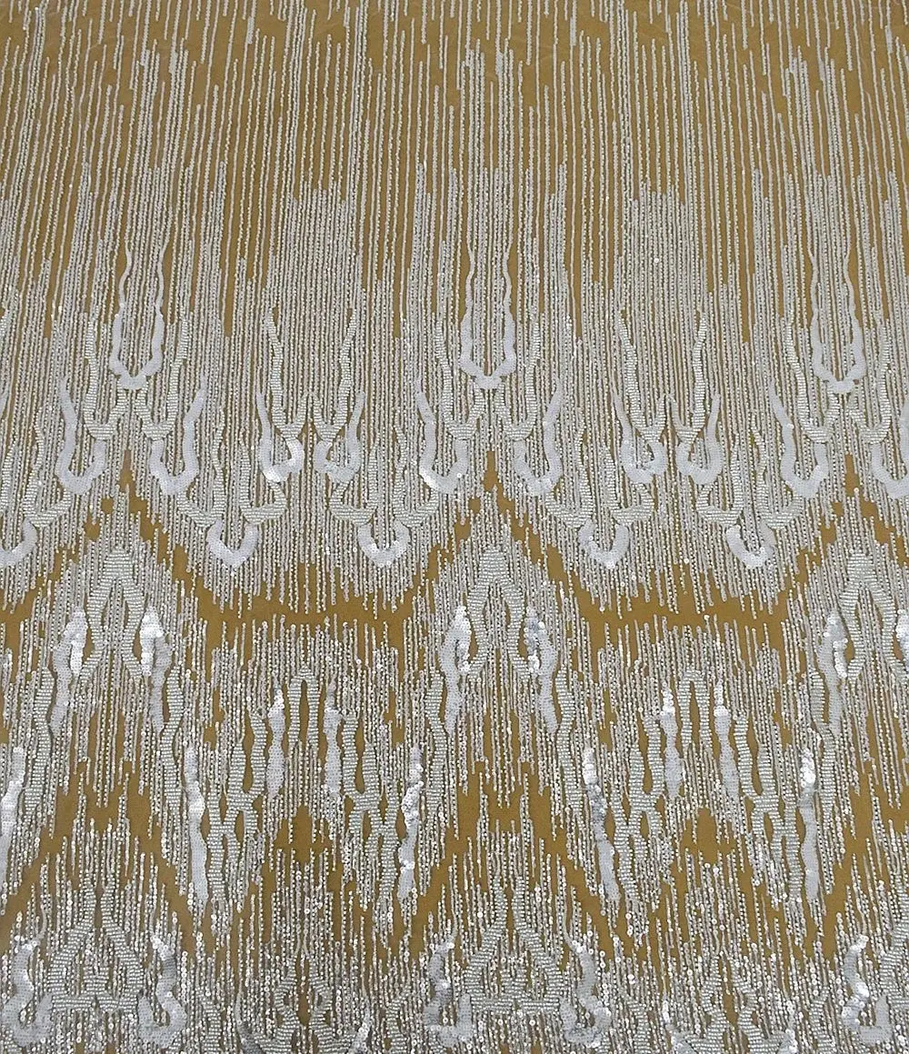 

Новый дизайн, серебристо-белая Роскошная африканская кружевная ткань с вышивкой, оптовая продажа, тюль с блестками для свадебного платья, украшение 5 ярдов HY2089