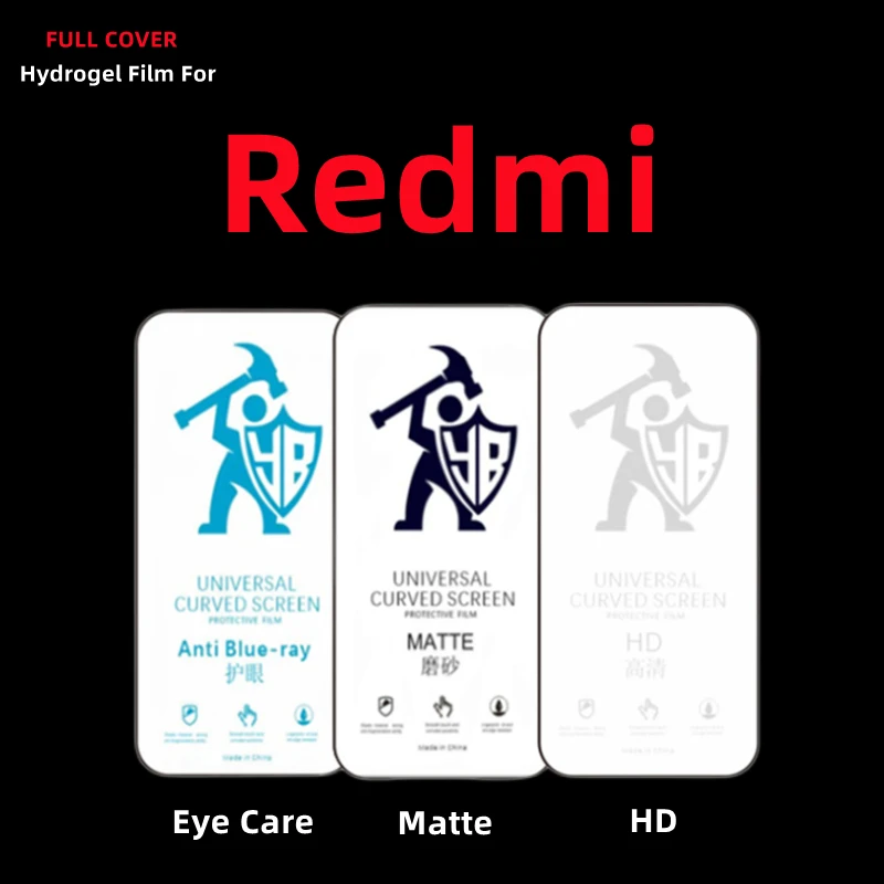 

4 шт. полное покрытие, матовые Защитные пленки для экрана Redmi Note 12 Pro Plus HD, Гидрогелевая пленка для Redmi Note 8/9/10 Pro, пленка с защитой от синего света