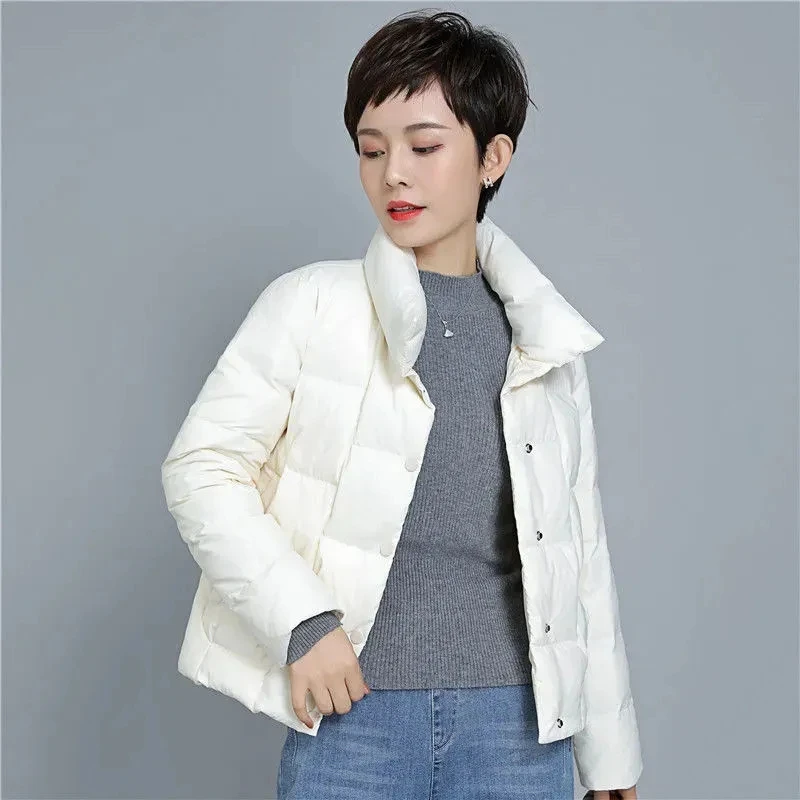 Down Cotton Jacket Women Clothing Short Fashion Lightweight Winter Padded Coat Female 2022 New Large Size Single Breasted Parkas