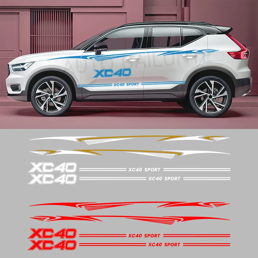 

For Volvo XC40 2018 2019 2020 2021 2022 2023 Car Stickers Door Skirt Stripes Side Decals Graphics Vinyl Film Tuning Accessories