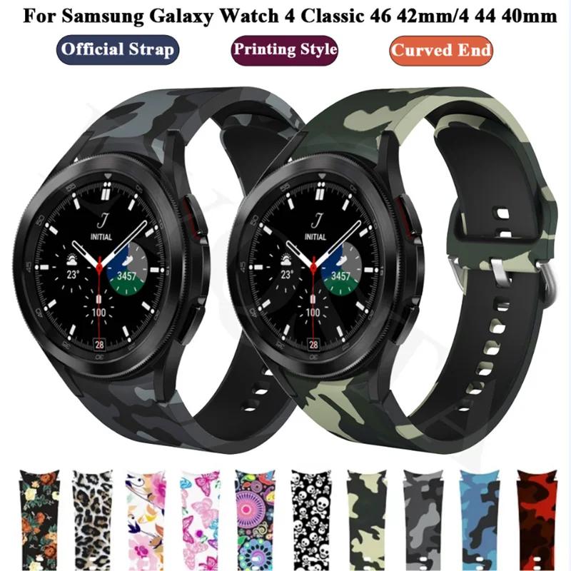 

No Gaps Sport Strap For Samsung Galaxy Watch 4 40mm 44mm/4 Classic 46mm 42mm Smartwatch Curved End Silicone Bracelet Watchband