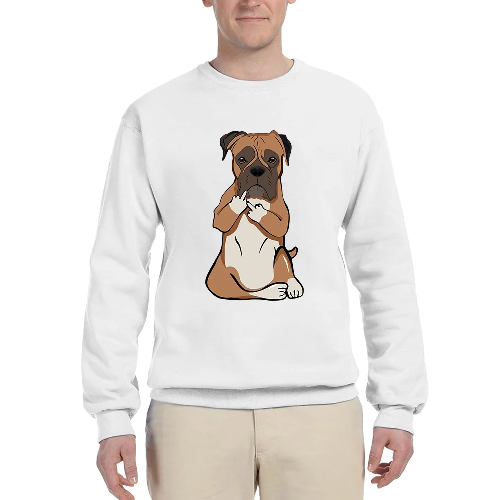 

CLOOCL Animal Dog Sweatshirt Funny Boxer Middle Finger Printed Tops Streetwear Fashion Casual Shirts Sportwear Men Clothing